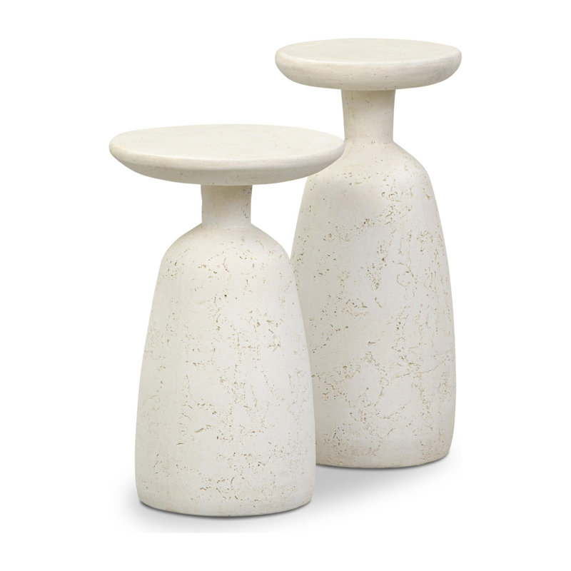 Ramara Outdoor Nesting End Tables-Aged White Concrete