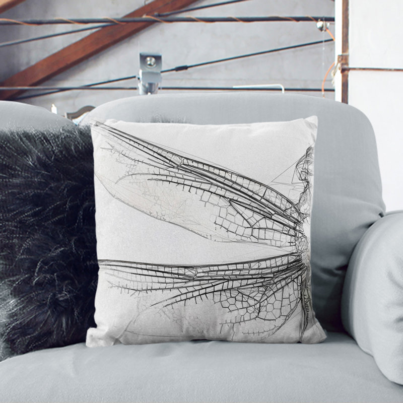 Dragonfly Vol.1 Sketch Square Throw Cushion, Stone, 40cm H x 40cm W x 15cm D