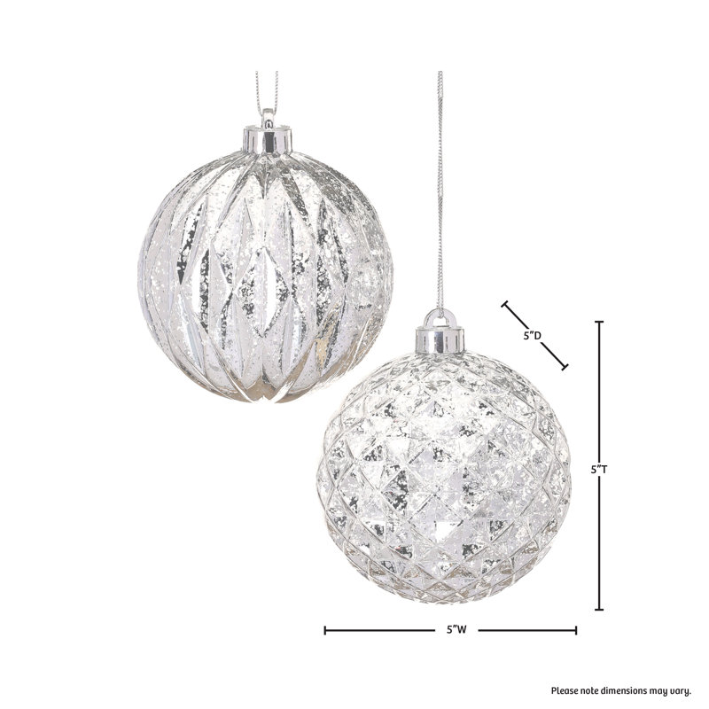 5" Plastic Mercury Faceted Ball Ornament