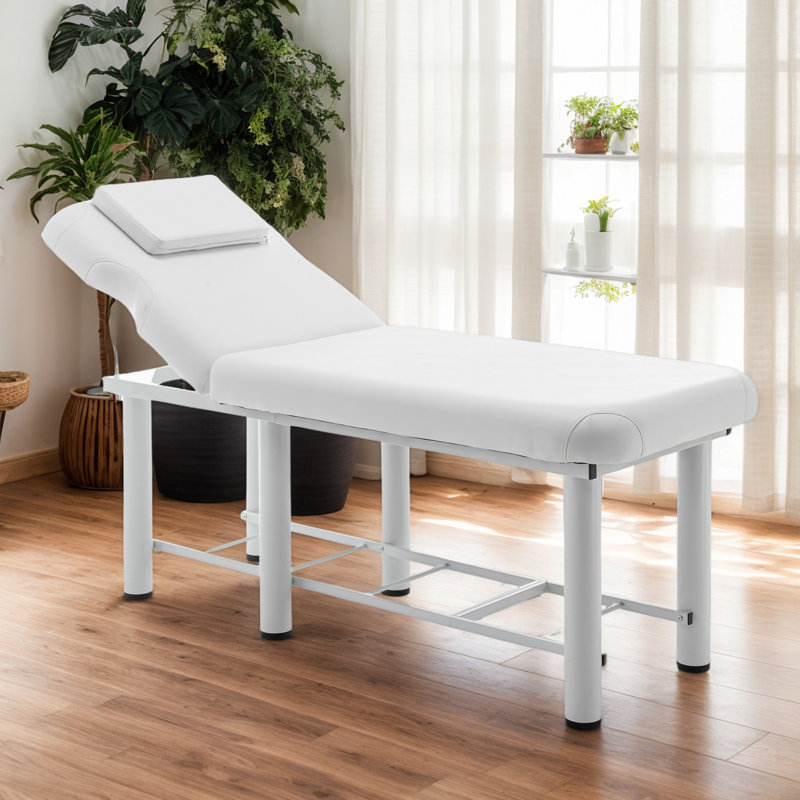 Table de massage professionnelle avec couche en mousse à mémoire de forme et tablette de rangement, lit de salon en mousse à mémoire de forme