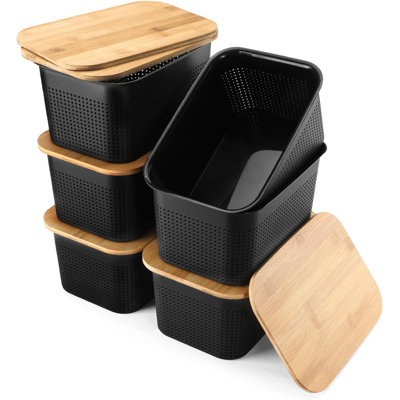 Plastic Storage Bins With Bamboo Lids