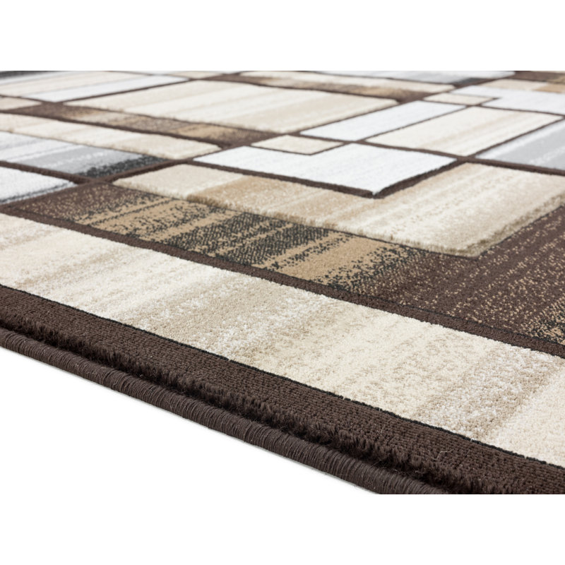 Adonia Geometric Brown/Gray Area Rug, Rectangle 9'6" x 13'10"