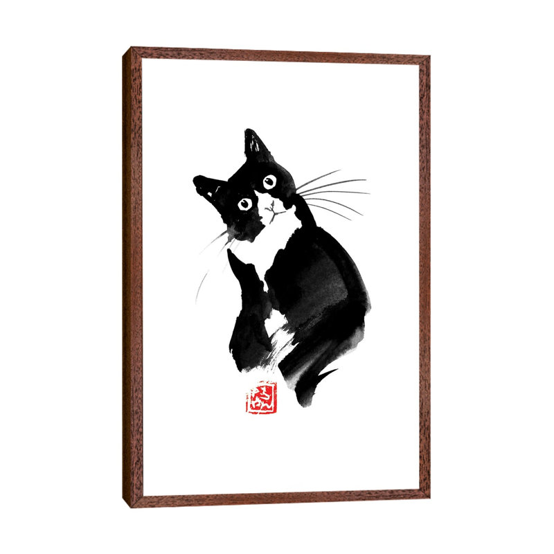Dubitatif by Péchane - Print on Canvas, 66.04 cm H x 45.72 cm W, Classic Brown Wood Framed