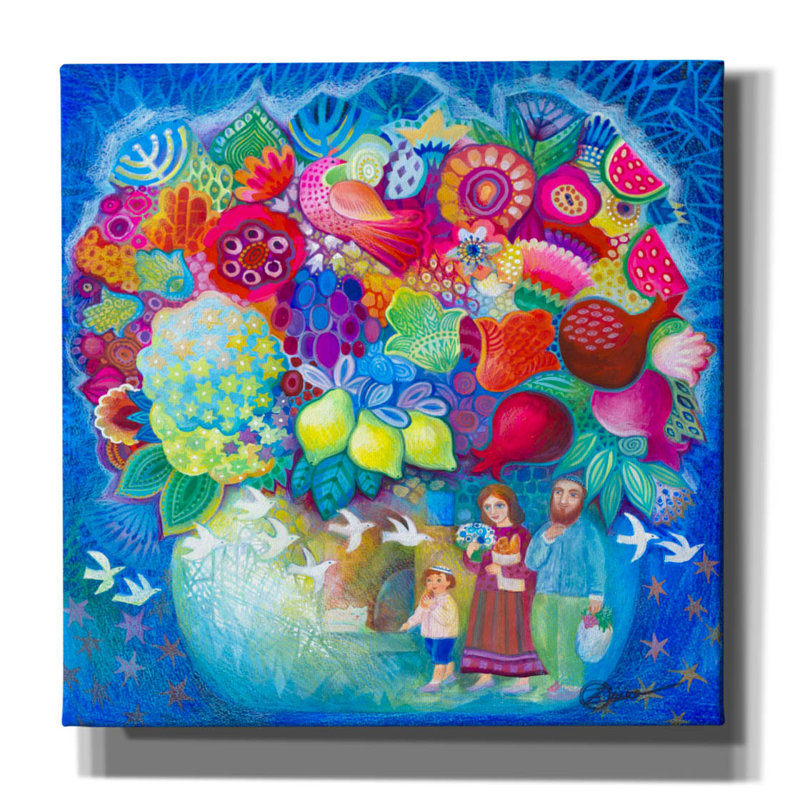 Art floral sur toile, "Flowers from l'Israel" par Oxana Zaika, H 37 po x l 37 po x P 1,5 po