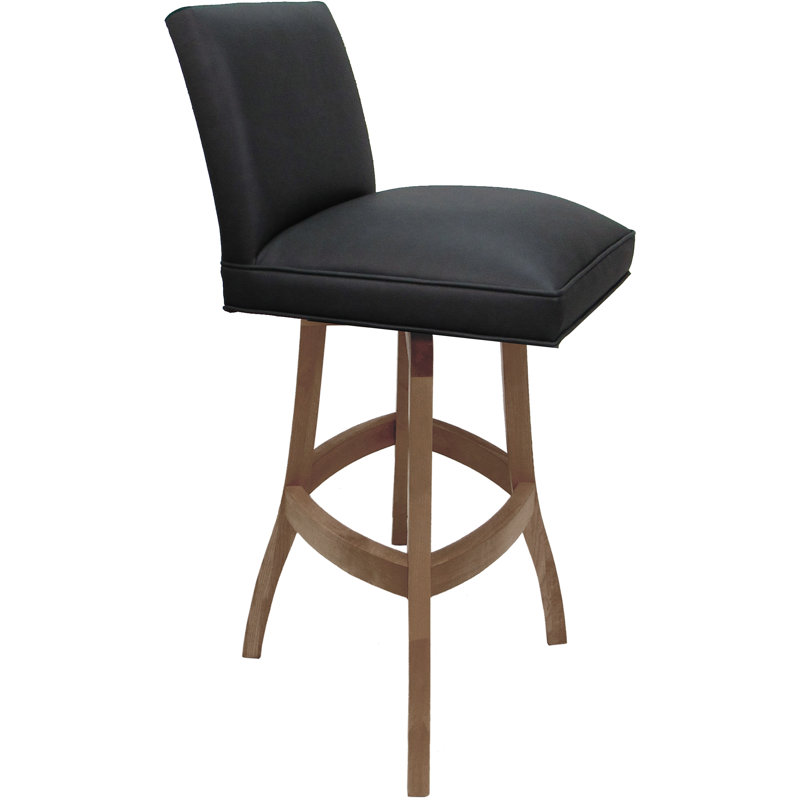 Tabouret de bar pivotant en bois sur base en S, Gris, Noix de cajou, Bar Stool (34" Seat Height)