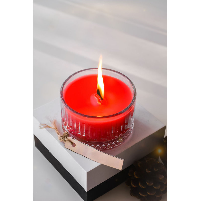 Luxueuse bougie en verre rouge, 7 x 7 cm | 100% cire de soja, 6,8 oz liq. Parfum vanille exquis, parfait pour la décoration intérieure et la détente | Sécuritaire et écologique, cadeau idéal pour toute occasion, à l'abri de la chaleur