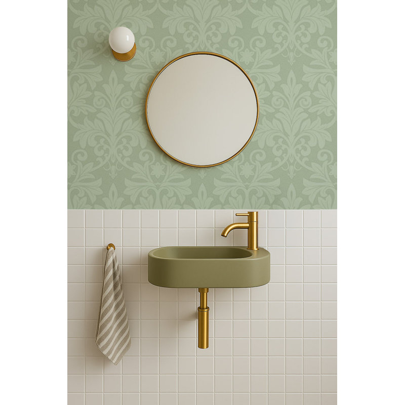 Rococo Relief - Wallpaper, Misty Green, Faux Grasscloth