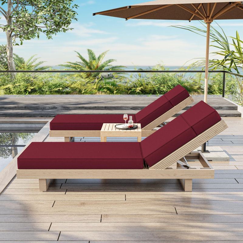 Coussin de chaise longue d'extérieur Wynee, Bourgogne, L 25,8 po x P 79,75 po