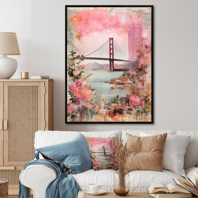 Golden Gate San Francisco - collage rétro rose