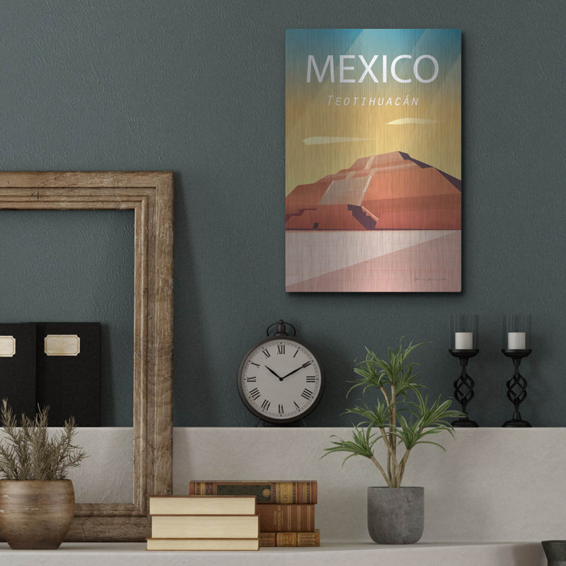 Art mural luxueux en métal «Mexico» par Omar Escalante, H 16 po x l 12 po