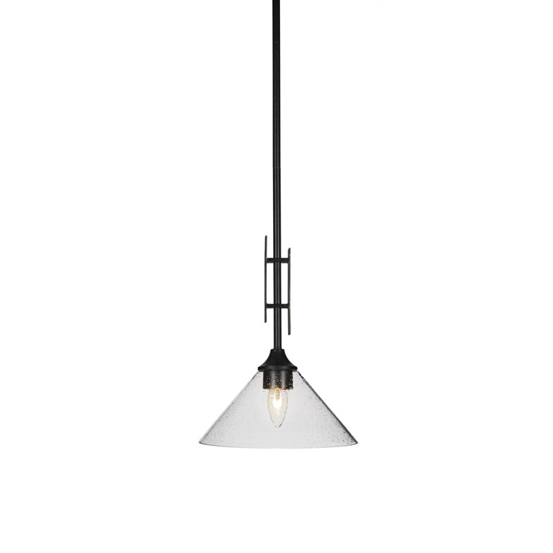 Mini-luminaire suspendu avec tige en forme de granit foncé Uptowne avec verre à bulles transparent de 10 po, Clair