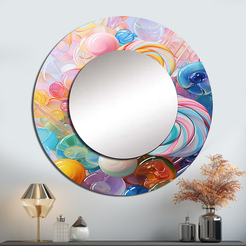Popart Candies Dessert II - Miroir mural, miroir décoratif traditionnel, 36 po x 36 po
