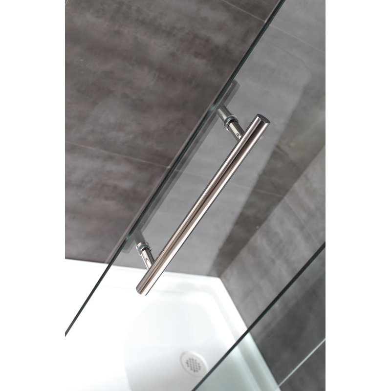 Porte de douche coulissante simple sans cadre 72 po x 77,5 po Langham, Chrome, Vers la droite