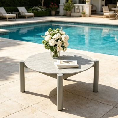 27.6" Outdoor Round Aluminum Coffee Table