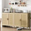 Buffet 70 po avec tablettes réglables, poignées en bois massif de haute qualité, capacité de charge naturelle de 4 portes pour la cuisine, facile à entretenir-954229052