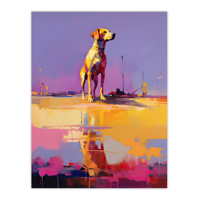 Wall Art Print Beach Reflections Dog Portrait Purple Poster Picture