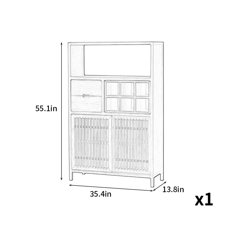 New Chinese Style Simple Accent Cabinet, Burlywood
