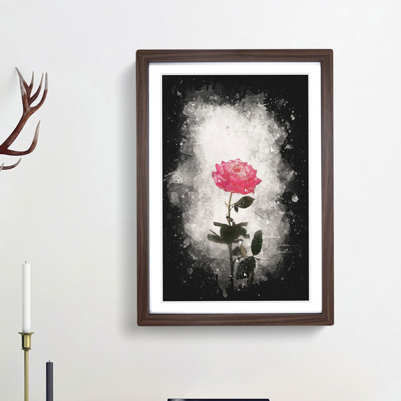 Climbing Pink Rose - Framed Print, Walnut Framed, 87cm H x 62cm W x 2cm D