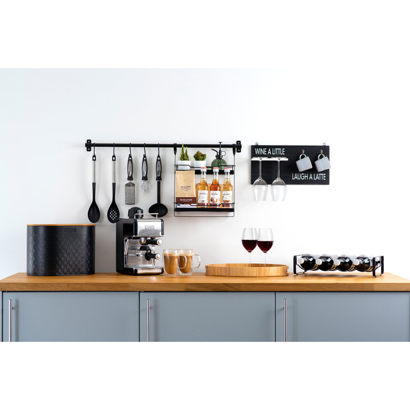 Wall Mounted Wine Glass Rack in Black