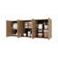 Armoire murale en chêne naturel naturel en mélamine avec 4 portes et rangement en verre