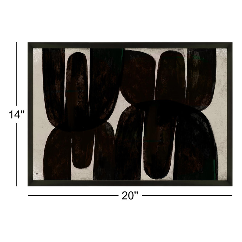 Stretched Painting by StudioM, 14" H x 20" W x 1.25" D, Black
