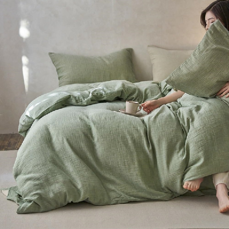 Housse de couette pour lit double 100% coton vert, Twin Duvet Cover + 1 Standard Pillowcase