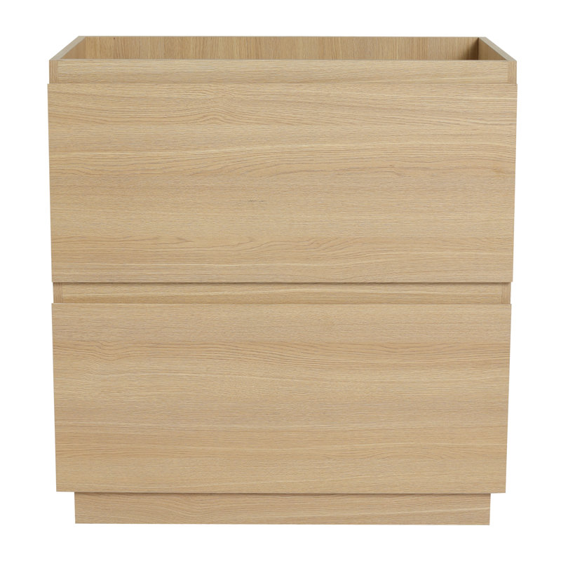 Meuble-lavabo 30 po sans lavabo, armoire encastrée moderne en chêne, autoportant, bois d'ingénierie, touche traditionnelle - Lavabo double tiroir en bois d'ingénierie autoportant