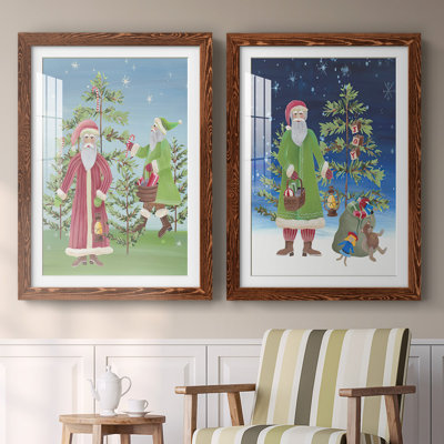 «Folksy Father Christmas I-Premium», reproduction encadrée prête à être accrochée