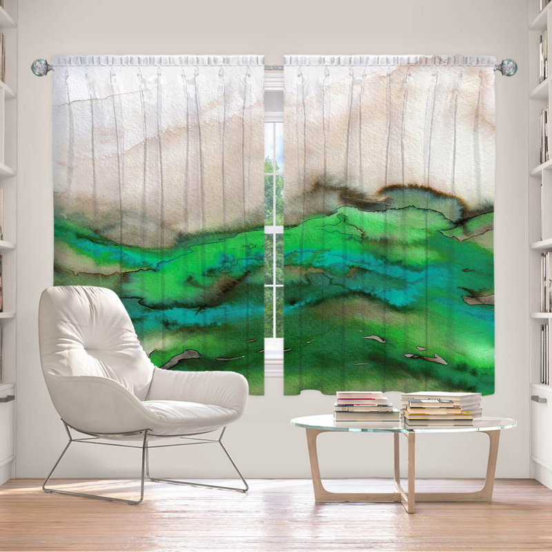 Rideau en polyester, Vert, L 56 po x L 78 po