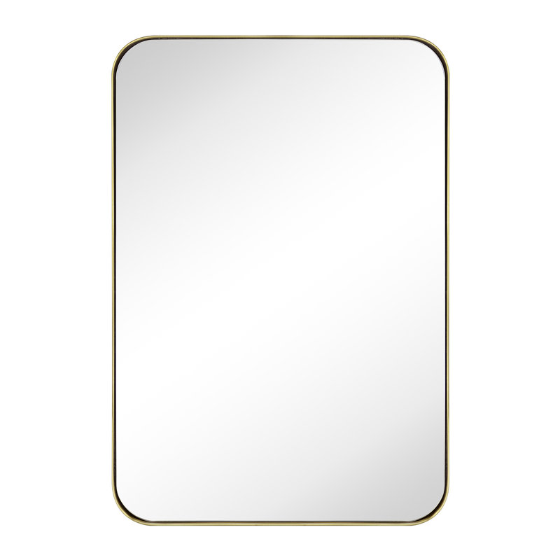 Haslem Recessed Framed Medicine Cabinet with Mirror and Adjustable Shelves, Brushed Gold, 24" H x 16" W x 4.96" D