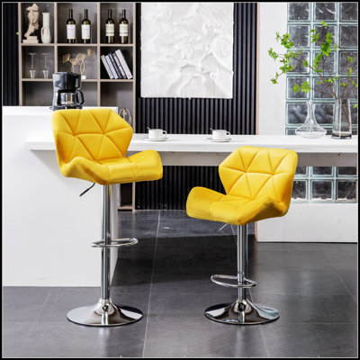 Ensemble de tabouret de bar pivotant en velours à hauteur réglable, idéal pour les espaces repas et détente.