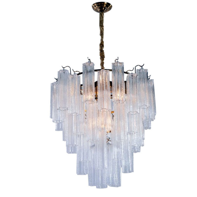 Lustre cascade Cassian, Bronze rose, Blanc / feuille d’or, 20" Diameter x 22" Height