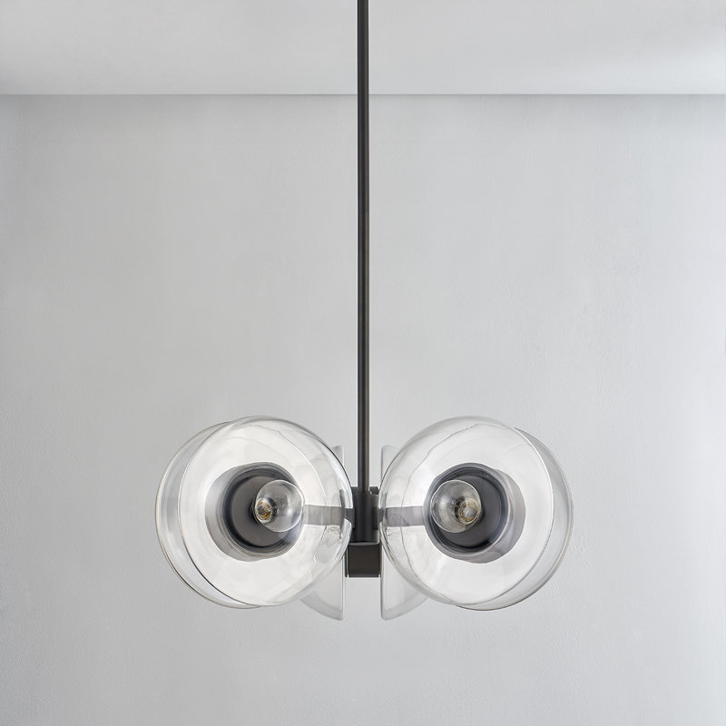 KERT 6 LIGHT CHANDELIER, 12" H x 27" W x 27" D, Black Brass