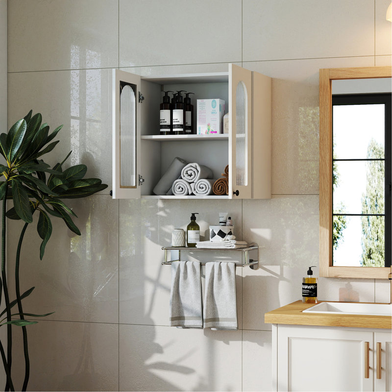 Armoire murale, armoire murale vitrée arquée, armoire flottante avec tablettes réglables pour la cuisine, la salle de bain et le salon