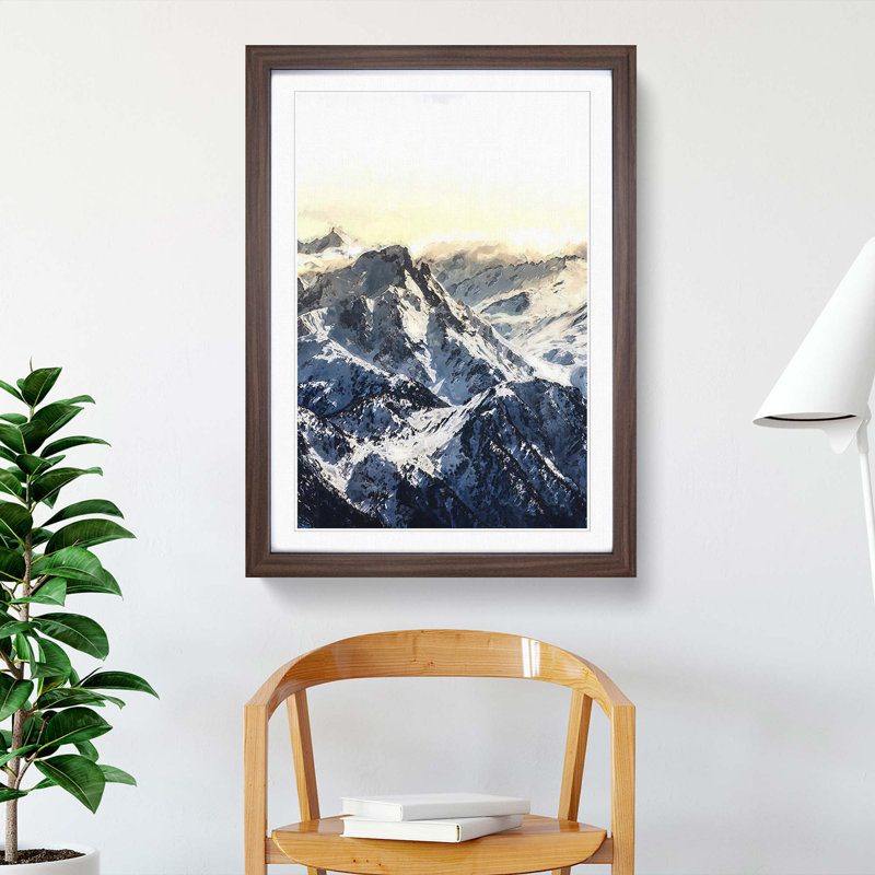 Mountains in France - Picture Frame Graphic Art Print, 87cm H x 62cm W x 2cm D, Walnut Framed