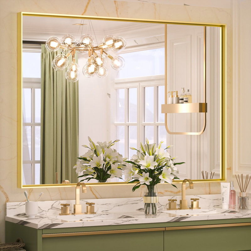 Miroir de vanité encadré / Miroir d'appoint, Doré, 48 po x 36 po