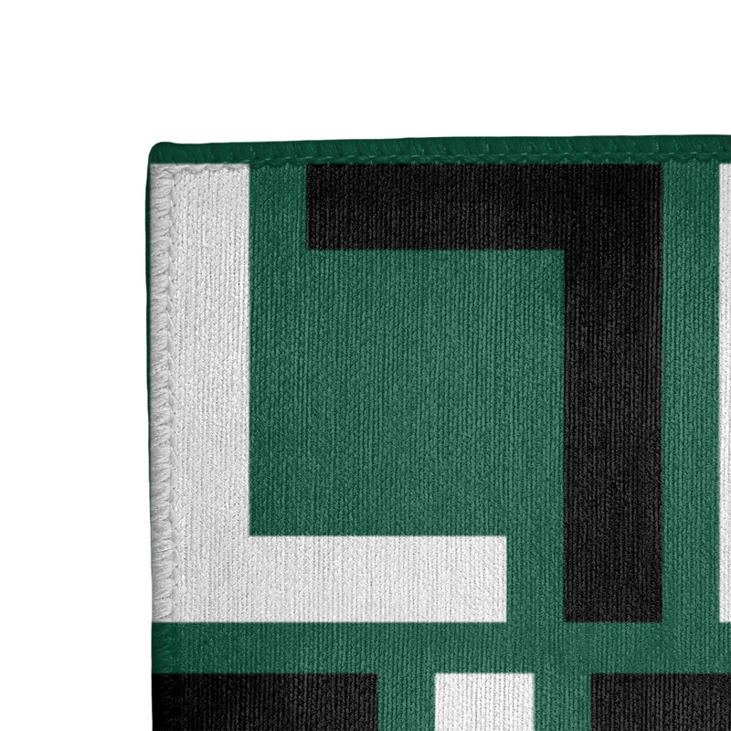 Tapis rond noir / vert à motif géométrique, Rectangle 2 pi x 3 pi