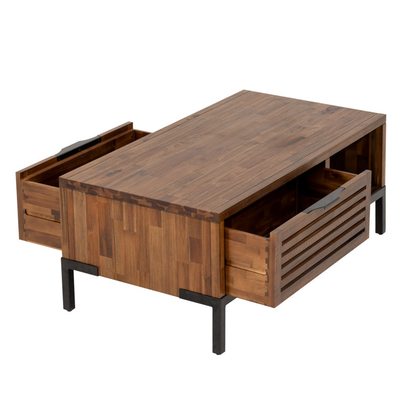 Table basse avec rangement Miller - Châtaignier rustique