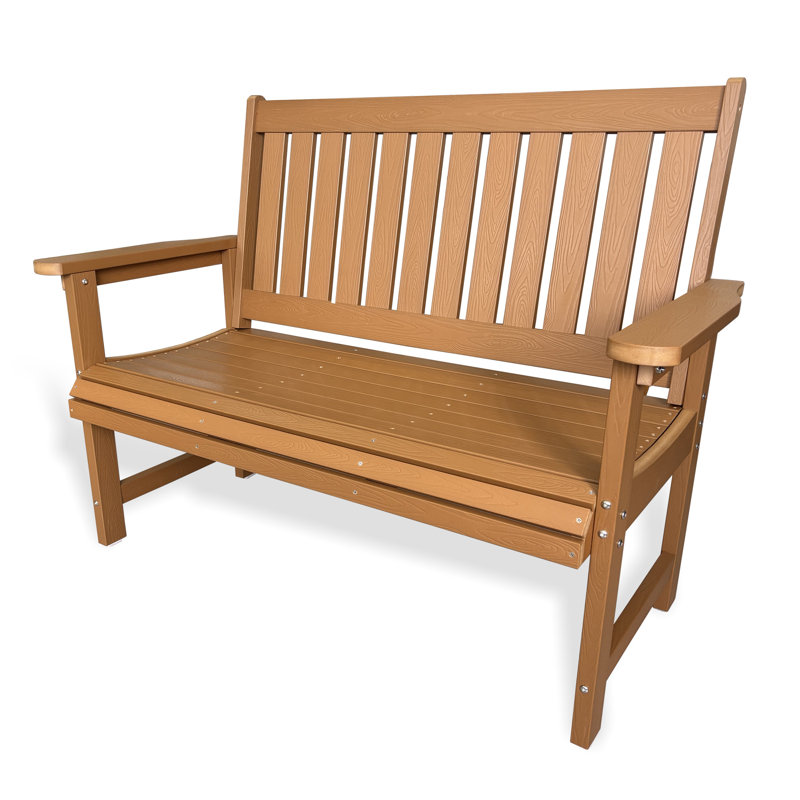 Banc d'extérieur en bois de polyéthylène pour 2 personnes avec capacité de poids de 700 lb - Sièges de jardin imperméables pour porche de balcon