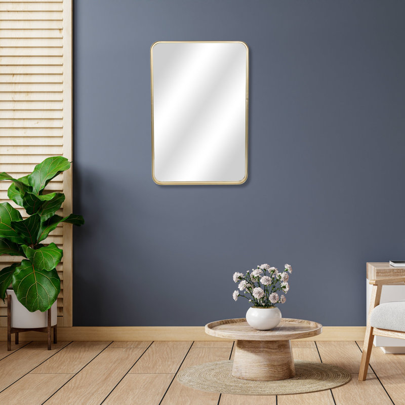 Nuvelle Gold Metal Curved Rectangular Wall Mirror