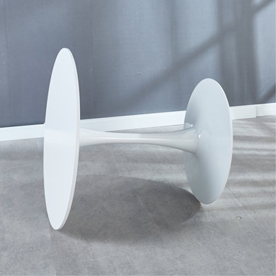 Table de salle à manger 31,5 "de couleur Mid-Century de 31,5 po avec plateau en MDF rond, table de salle à manger à piédestal et table basse de loisirs