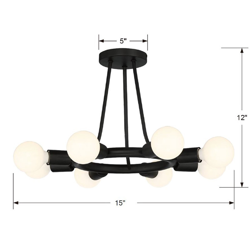 Plafonnier noir 8 lumières Riane