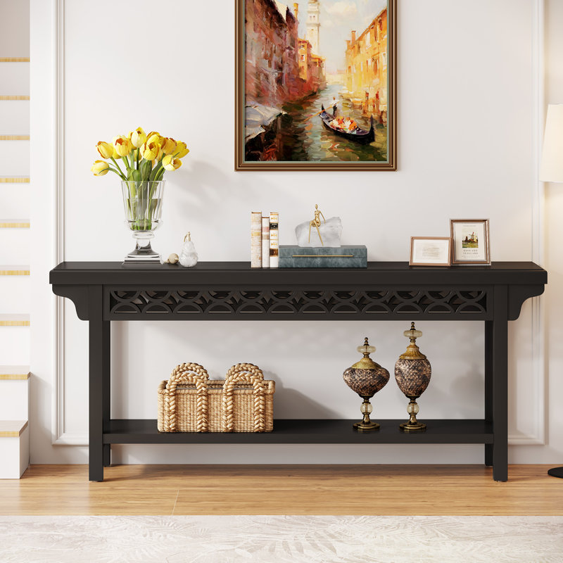 Console en bois massif 70,8 po Holzhauer, Noir, noir, noir, noir