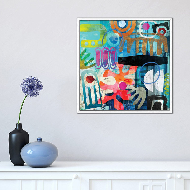 Tribal Abstract Blue by Nikki Chu - Wrapped Canvas Print, 45.72 cm H x 45.72 cm W, White Framed Canvas