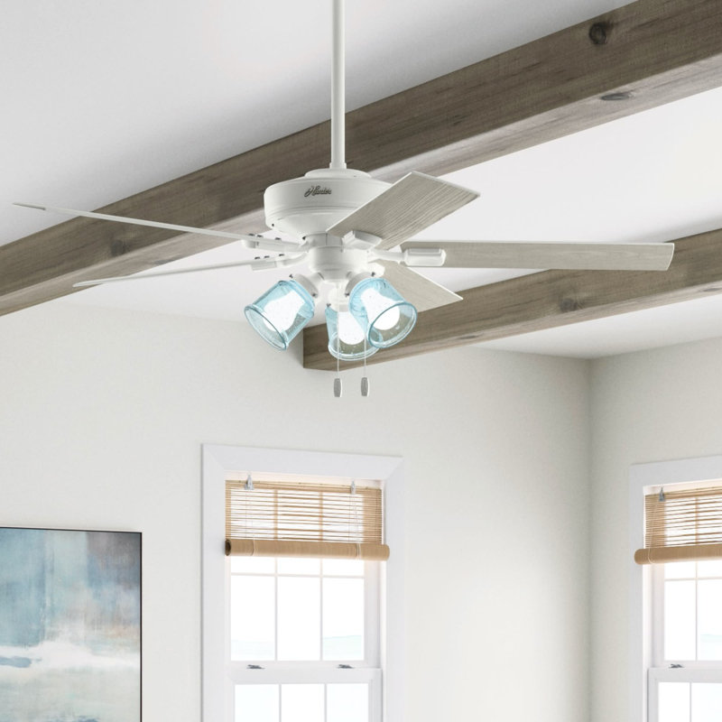 52" Whittier 5 - Blade Standard Ceiling Fan with Pull Chain and Light Kit Included