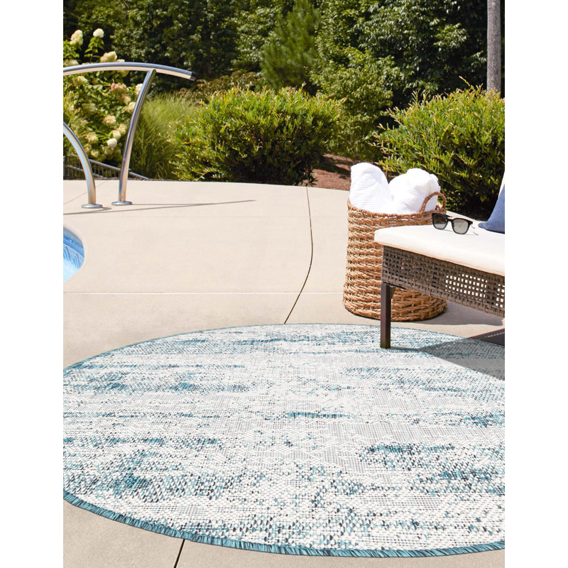 Tapis extérieur bleu iris, Rond 4 pi