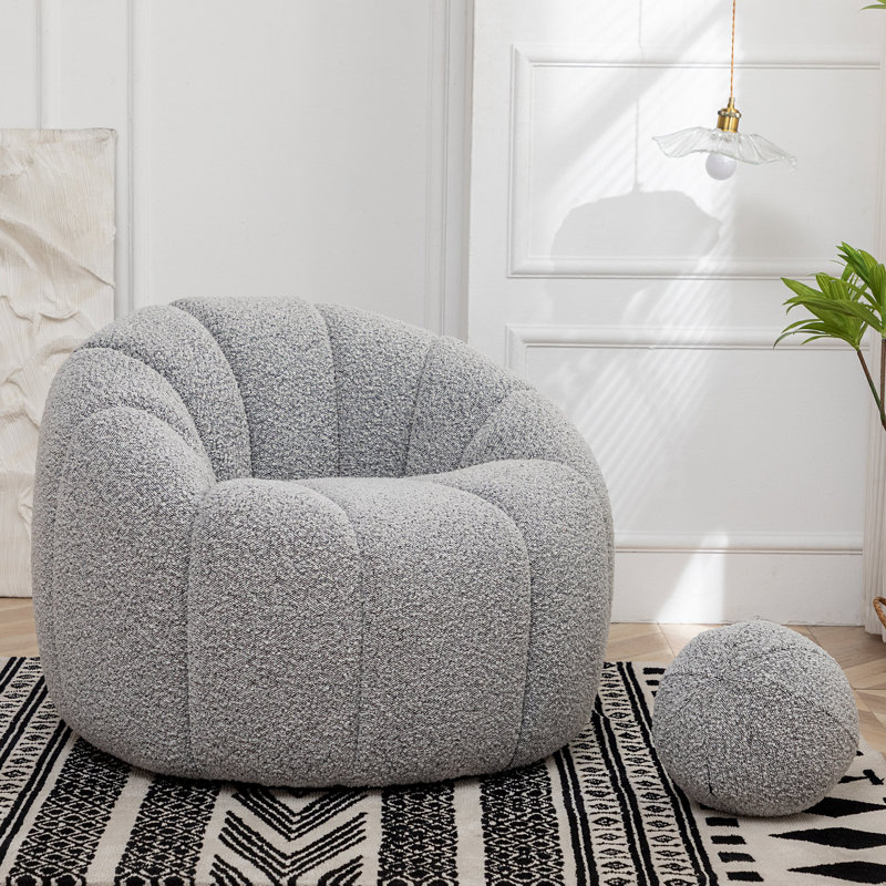 Fauteuil demi-tonneau pivotant 37 po, Mélange de polyester noir / blanc