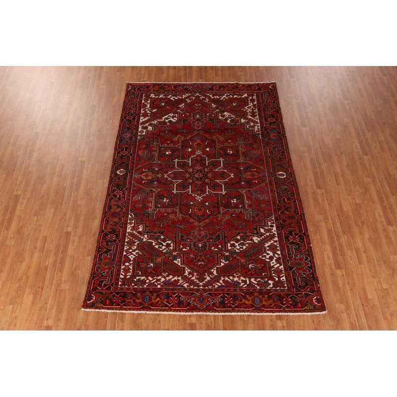 Tapis traditionnel rétro en laine rouge 7 x 11