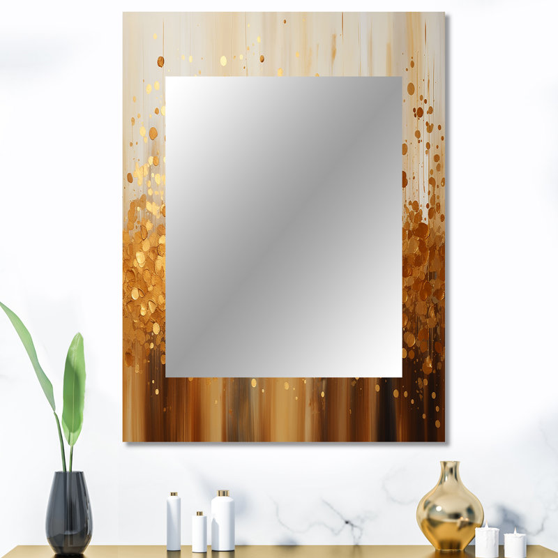 Golden Radiance II - Landscapes Large Mirror, Modern Unique Wall Mirror Decor, Printed Metal Art, 40" x 30"