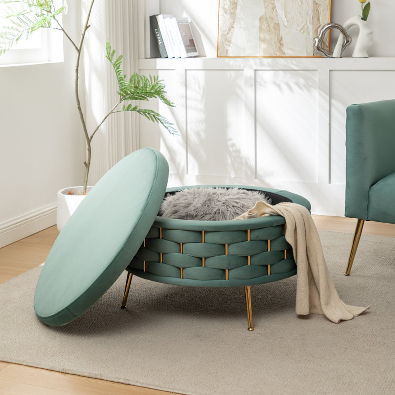 Repose-pieds rond avec rangement Cristen, Vert